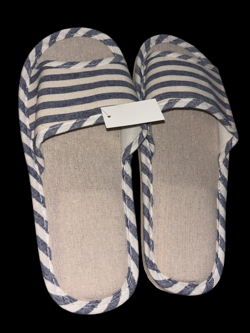 Striped Blue & White Women's Slide Slippers